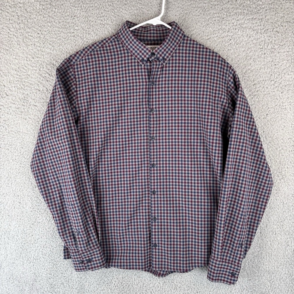 Mizzen Main Shirt Mens Large Burgundy Navy. Check Performance Menswear Classic